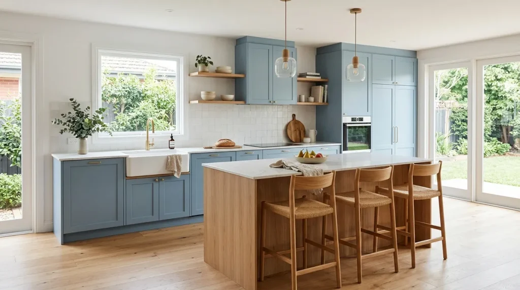 Soft Blue & Oak