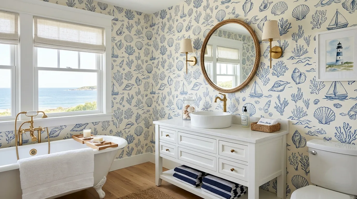 coastal bathroom wallpaper