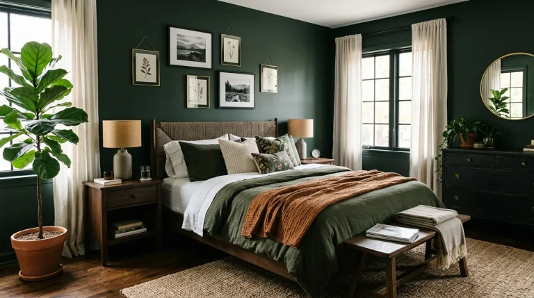 dark green bedroom
