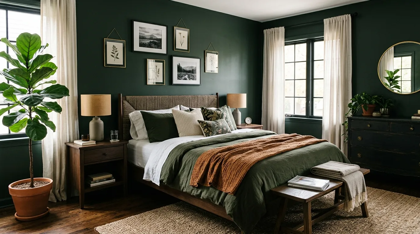 dark green bedroom
