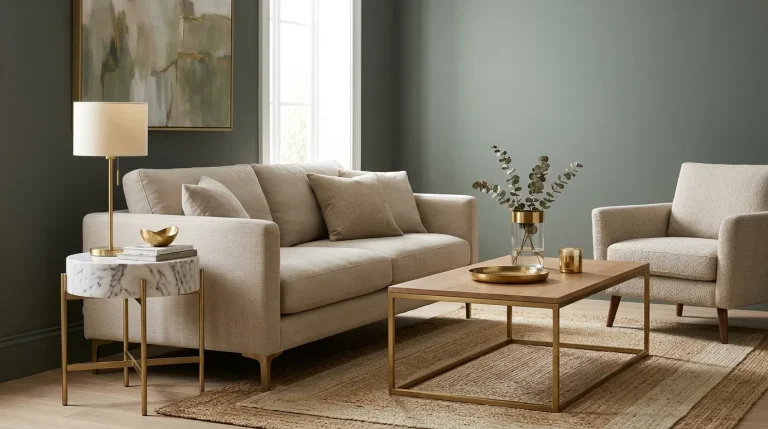 pewter green living room