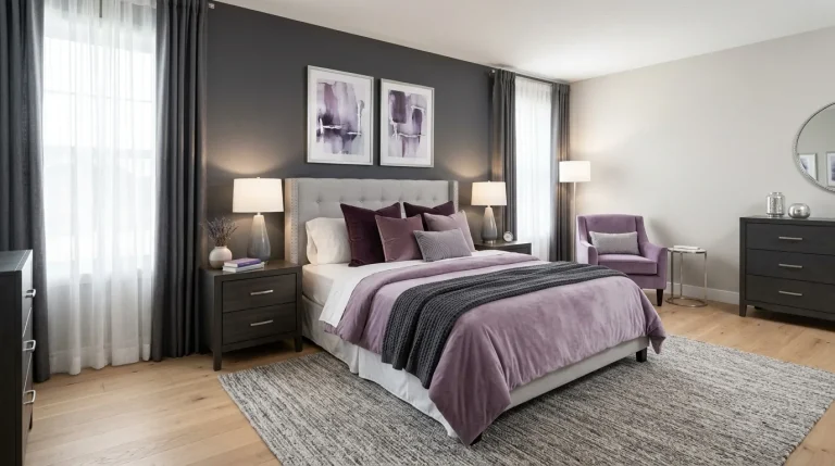 purple gray bedroom