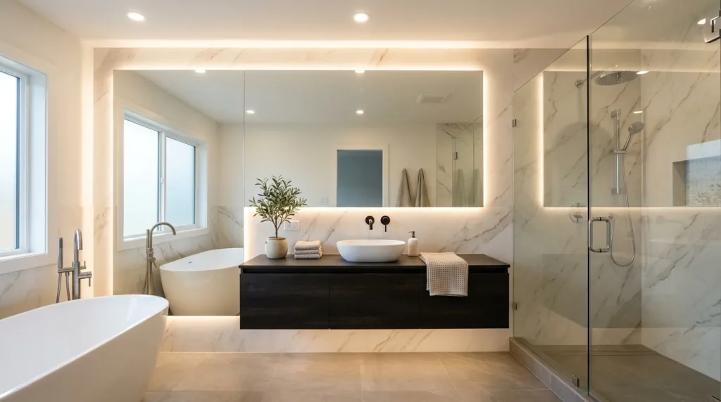 Backlit Mirror Wall