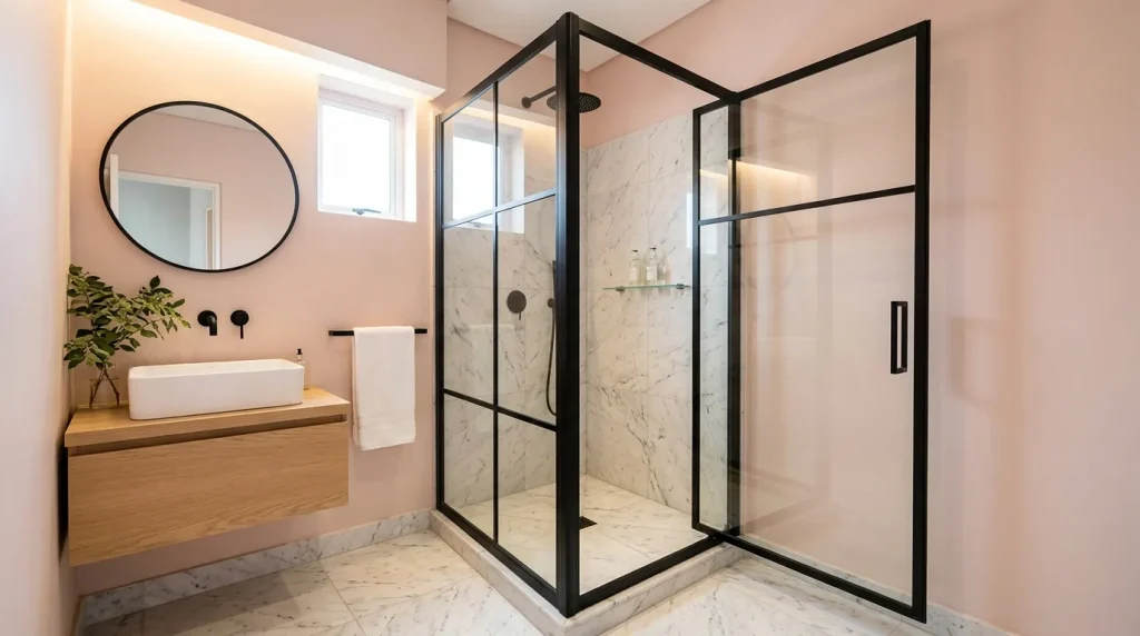 Black Frame Glass Shower