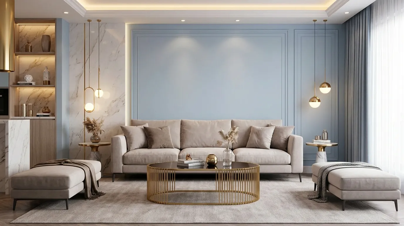 Blue living room decor