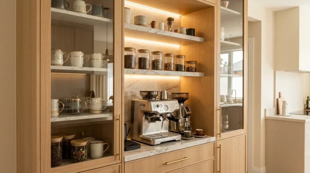 Glass Cabinet Coffee Bar