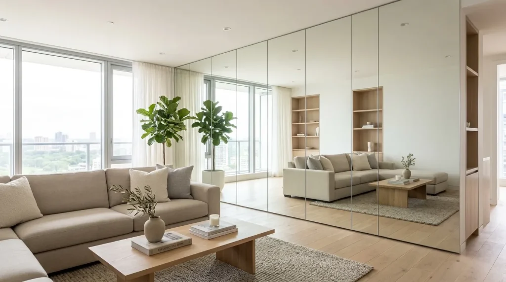 Mirrored Panel Wall