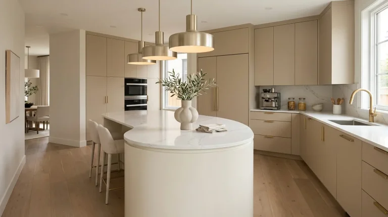 Curved kitchen island