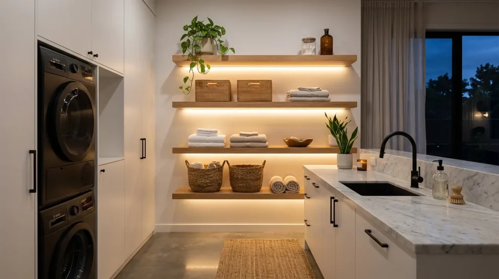 Backlit Floating Shelves