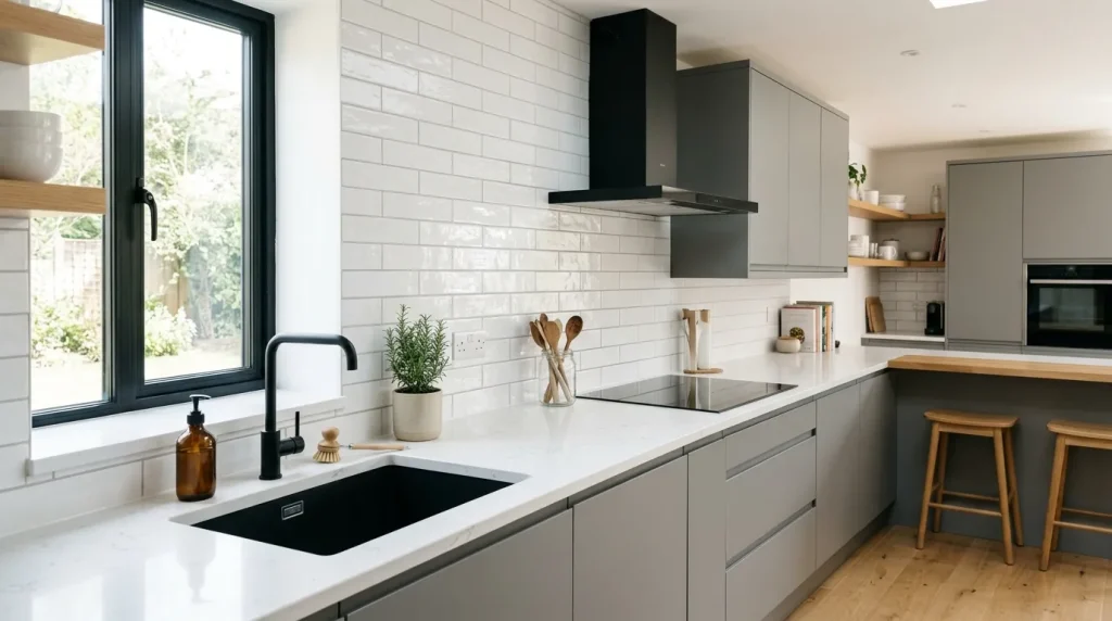 White Tile Backsplash