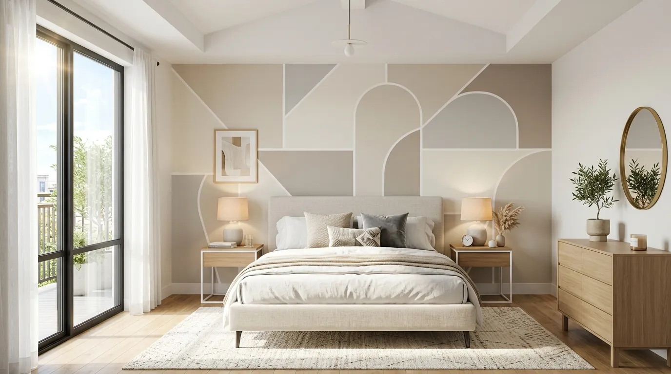 accent walls in bedroom Geometric Painted Wall