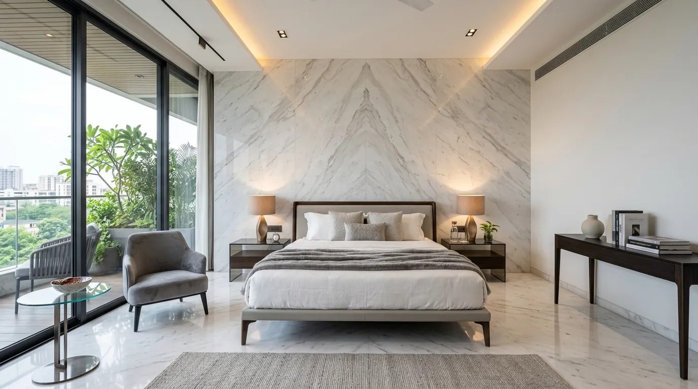 accent walls in bedroom Marble Effect Wall