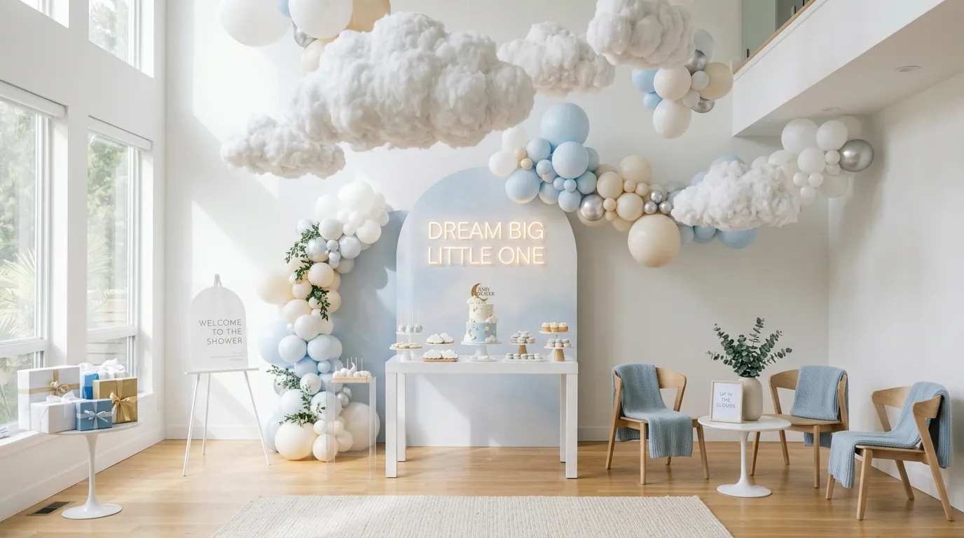 baby boy baby shower theme Cloud Inspired Decor
