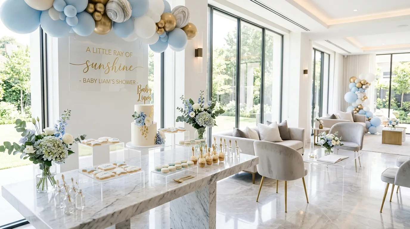 baby boy baby shower theme Luxe Acrylic Details