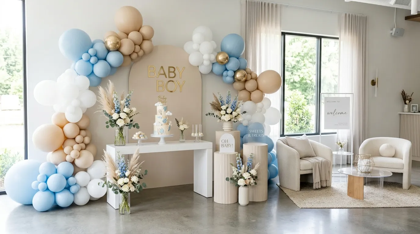 baby boy baby shower theme Minimalist Balloon Styling