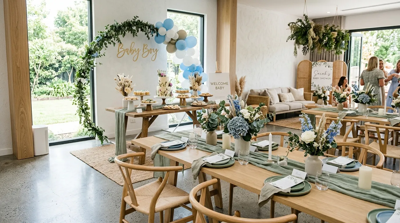 baby boy baby shower theme Nature Accent Details