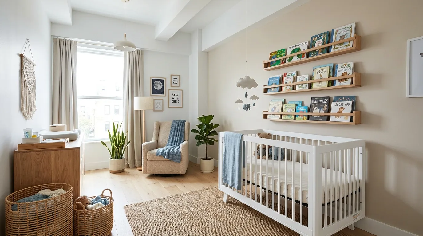 baby boy nursery decor ideas Floating Book Shelves