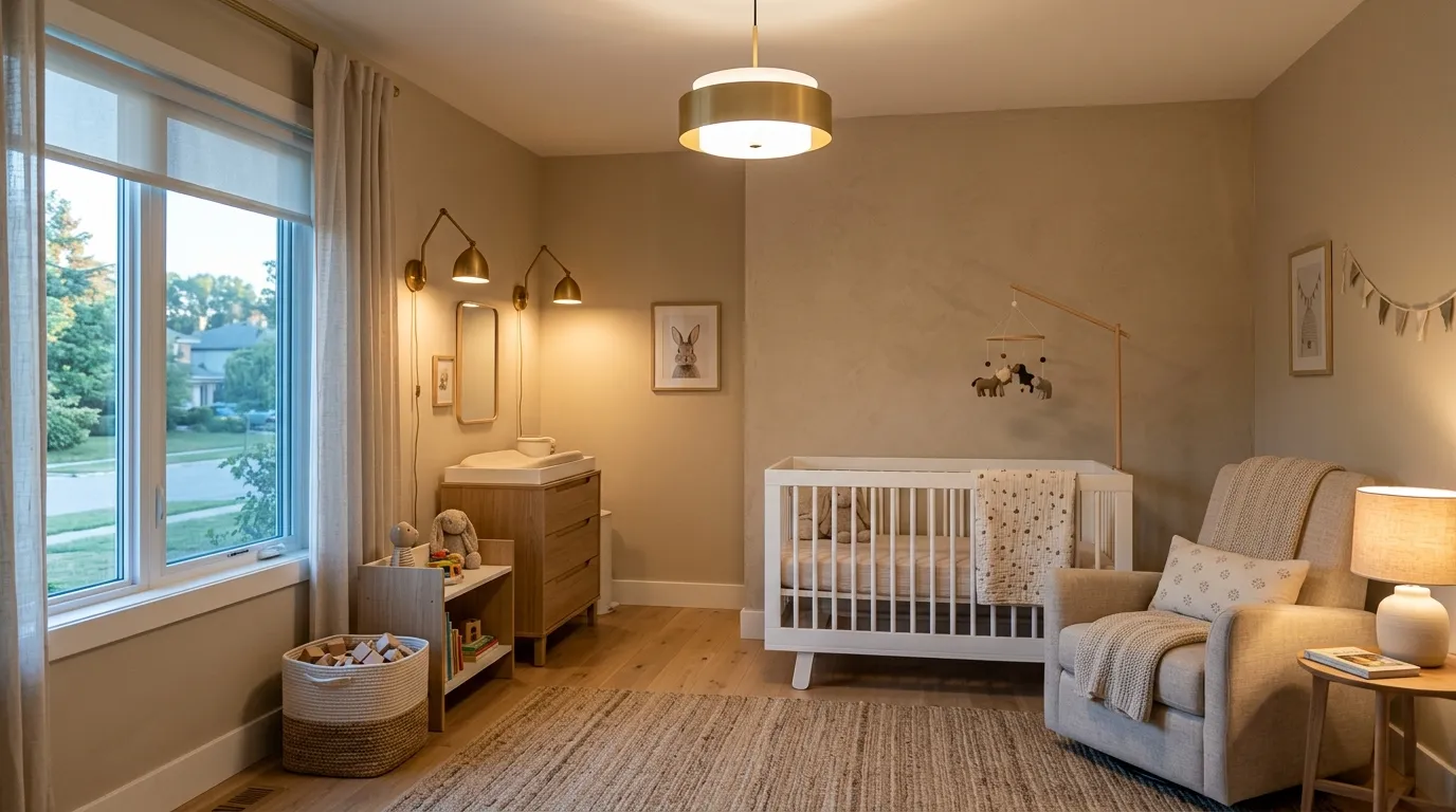 baby girl nursery decor ideas Layered Soft Lighting