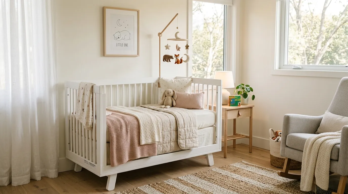 baby girl nursery decor ideas Textured Layered Bedding