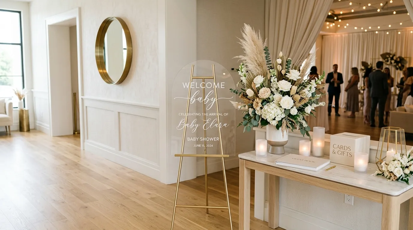baby shower themes Chic Welcome Display