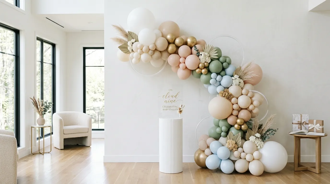baby shower themes Elegant Balloon Styling
