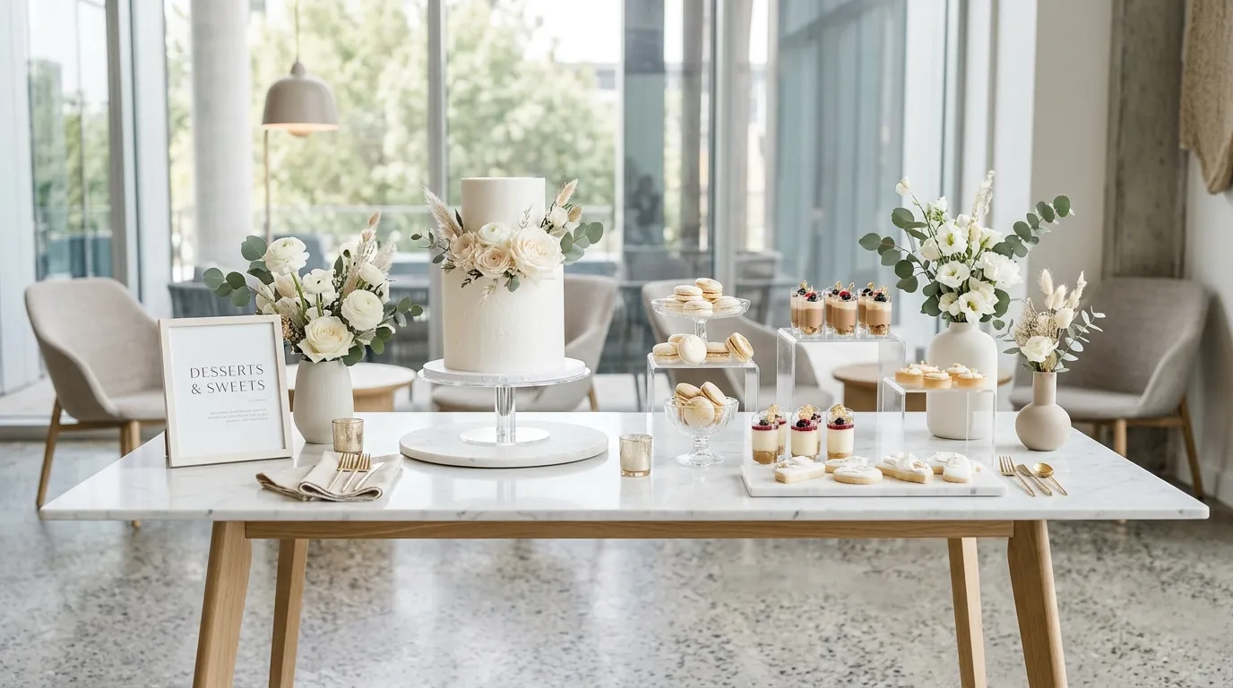 baby shower themes Minimal Dessert Table
