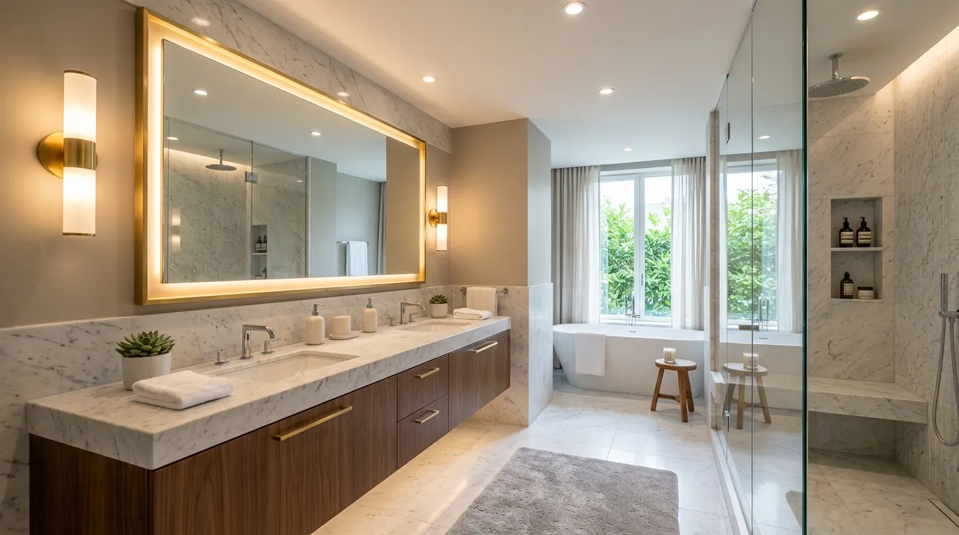 bathroom decor apartment Layered Lighting