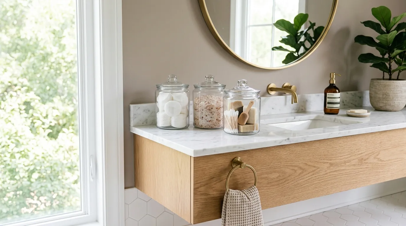 bathroom storage ideas for small spaces Glass Storage Jars