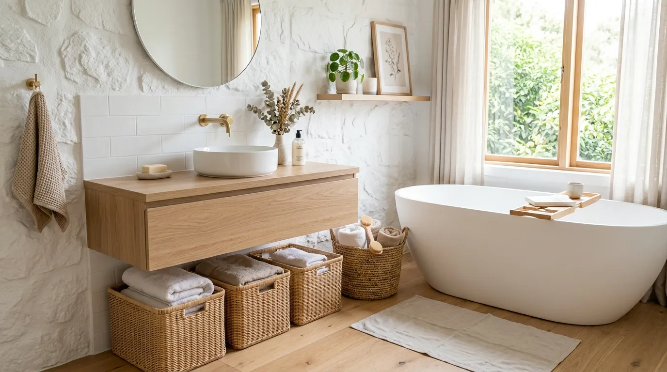 bathroom storage ideas for small spaces Woven Basket Storage