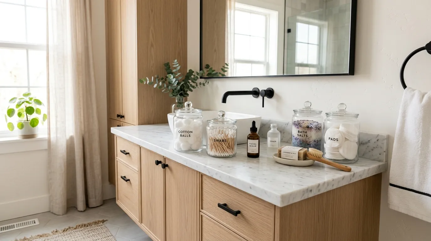 bathroom vanity storage ideas Glass Apothecary Jars