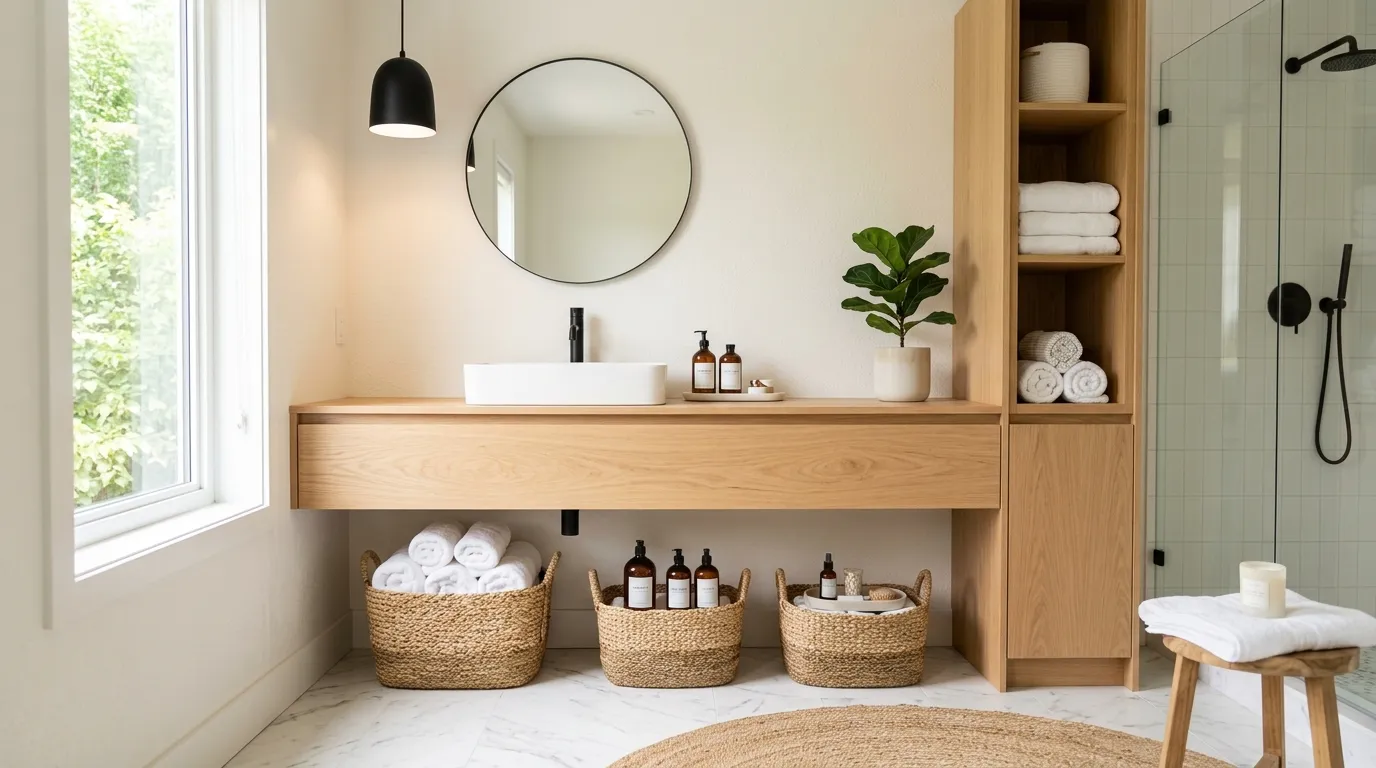bathroom vanity storage ideas Woven Storage Baskets