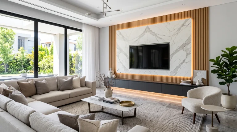 luxurious modern TV feature wall