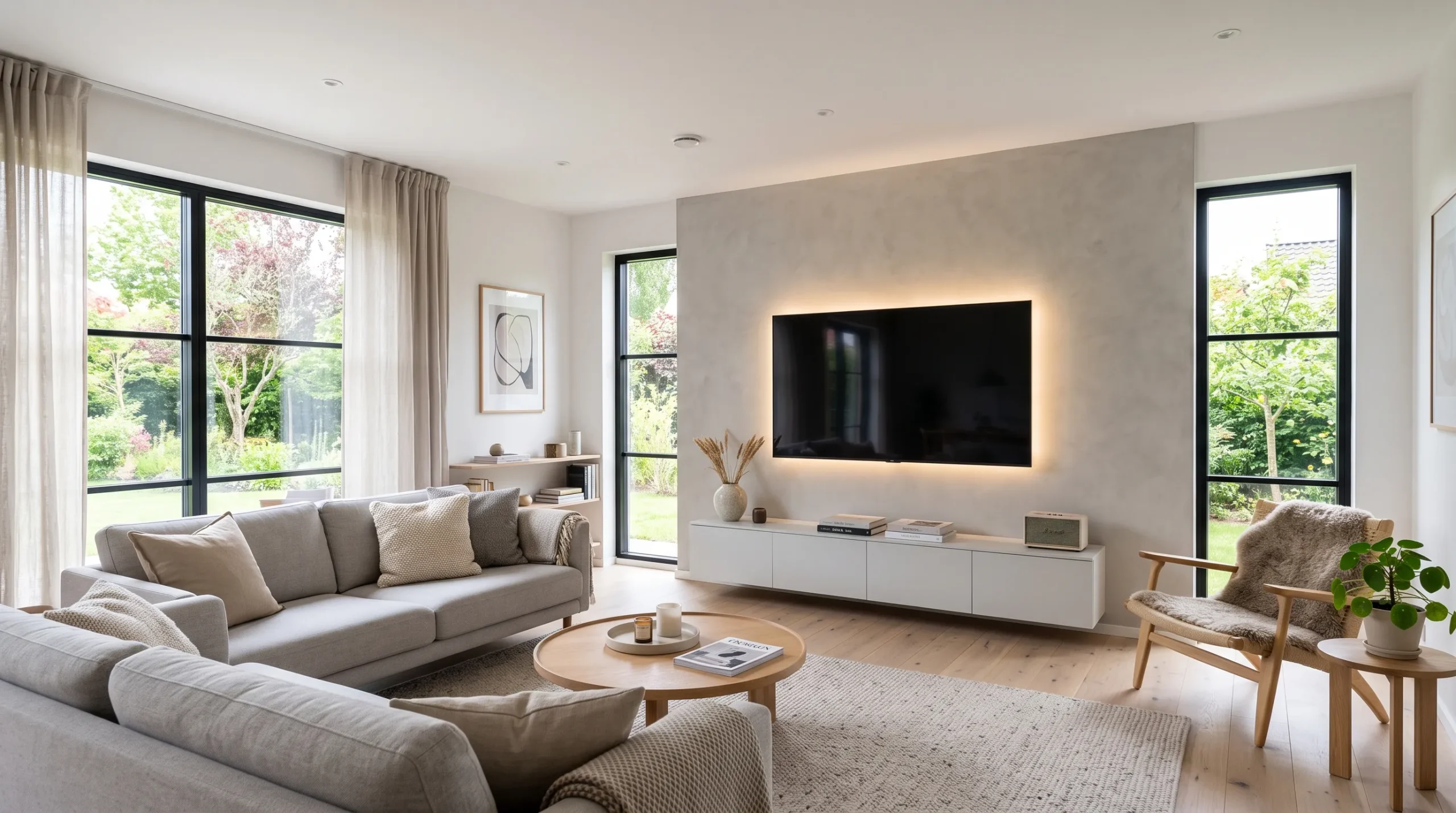 LED backlit modern TV wall