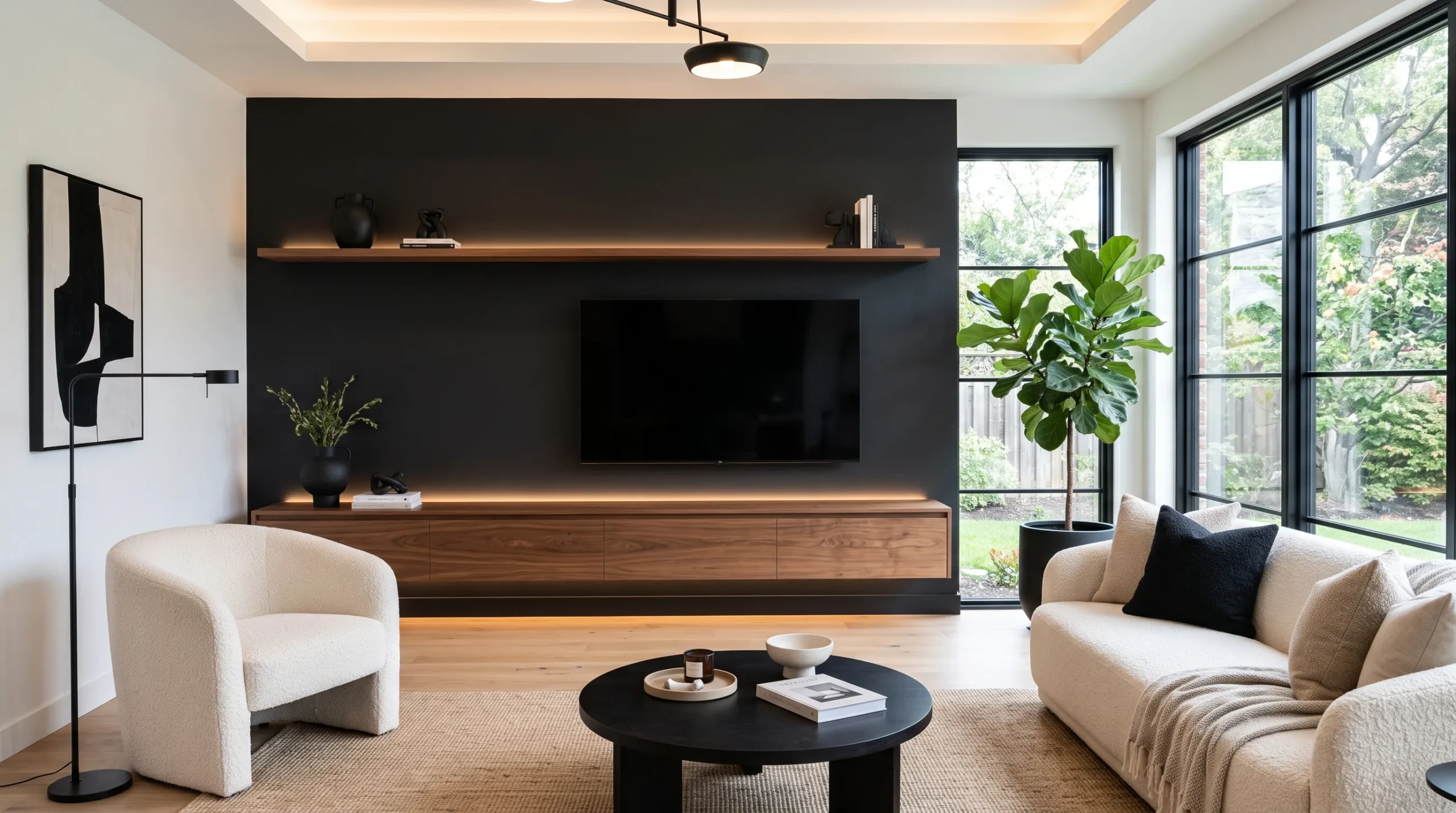 matte black TV accent wall