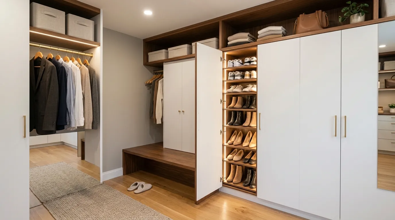behind door storage ideas Hidden Shoe Racks