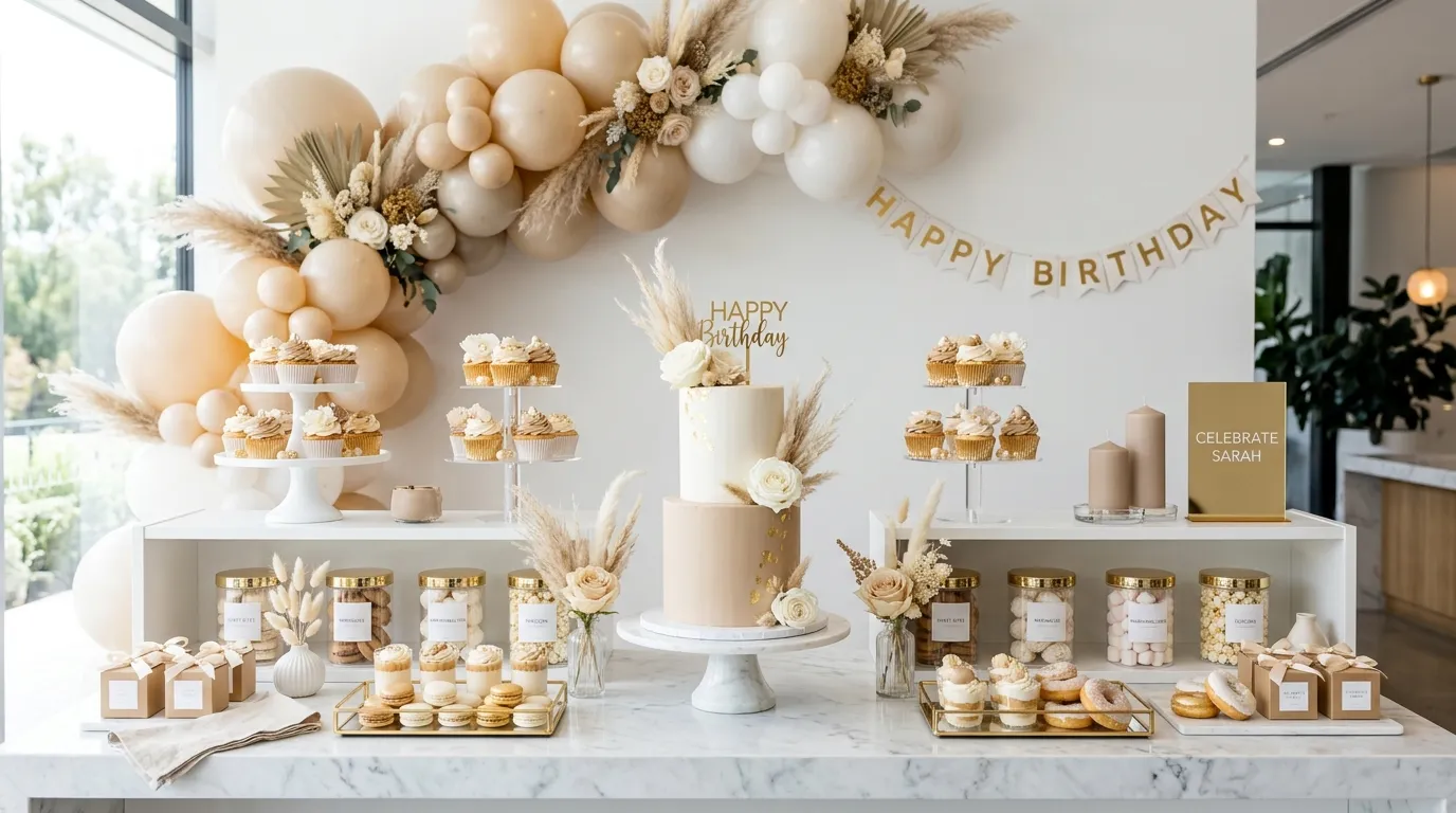 birthday decoration ideas Minimal Dessert Station