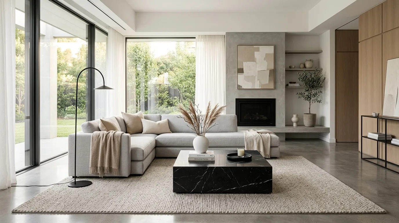 black and grey living room ideas Black Marble Centerpiece
