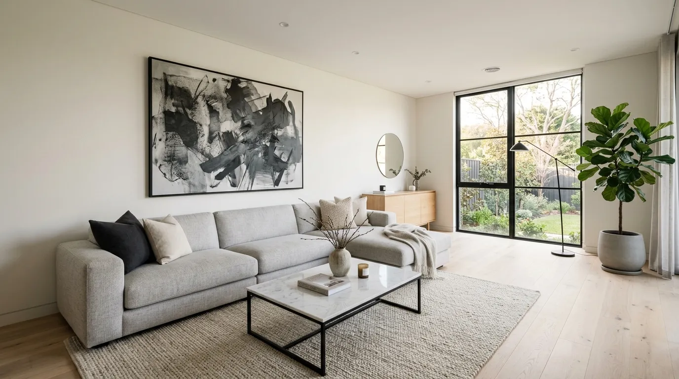 black and grey living room ideas Oversized Wall Art