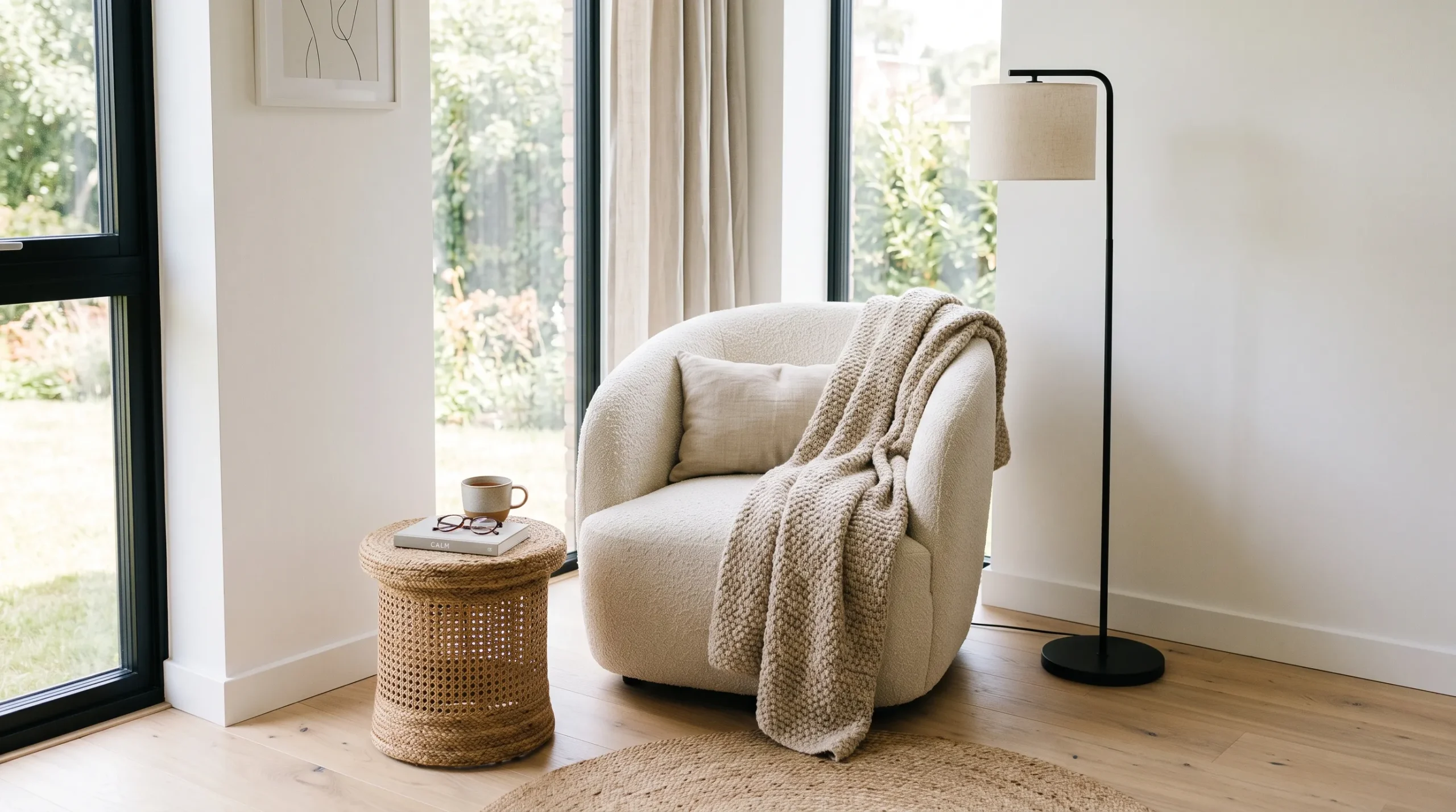 modern reading nook with lounge chair