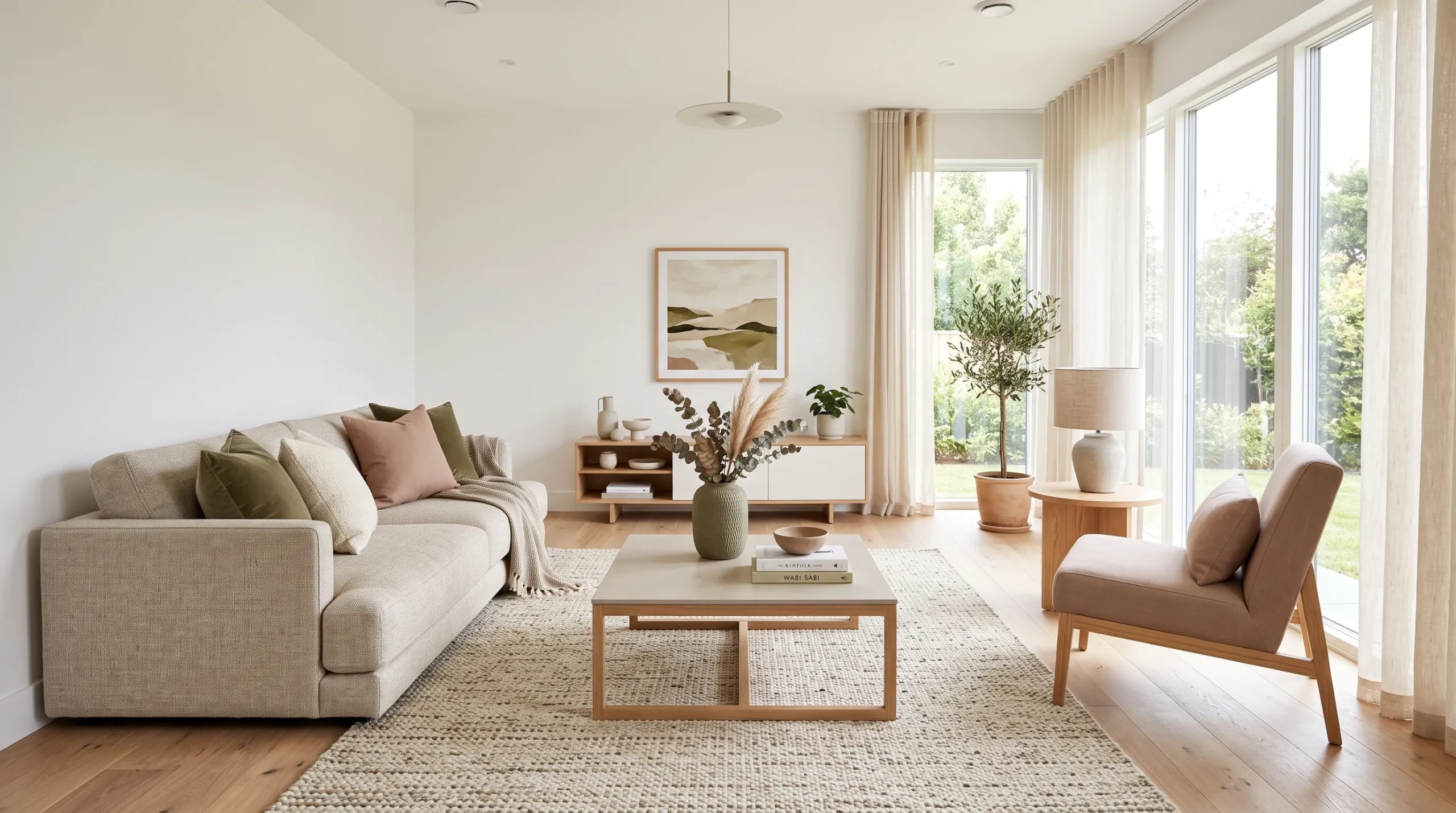 earthy neutral colors in modern living room