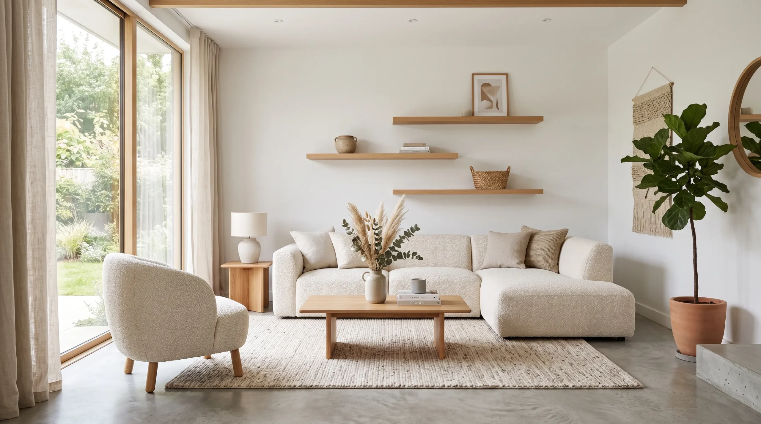 light oak furniture in modern boho room
