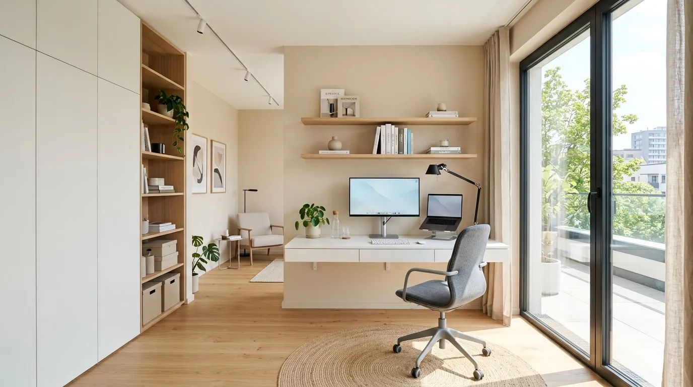 modern workspace inside multifunctional room