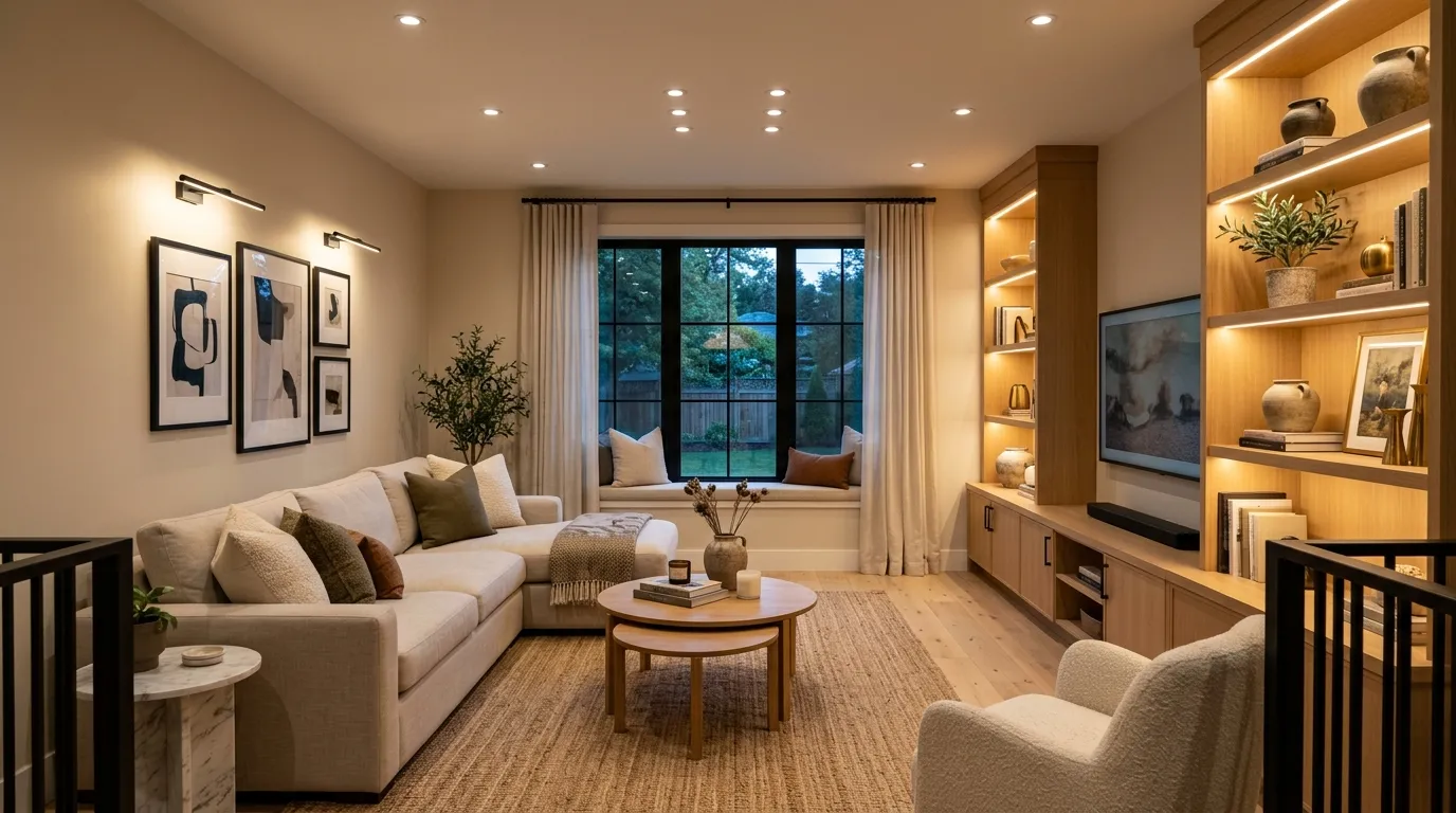 layered modern lighting in stylish room