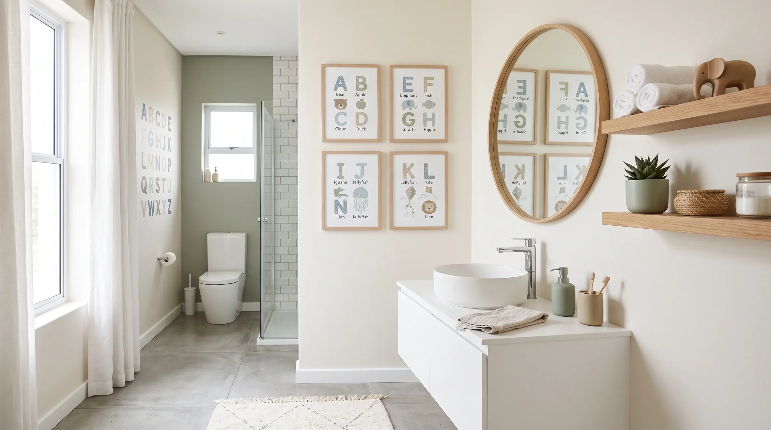 children’s bathroom wall art Alphabet Art Display