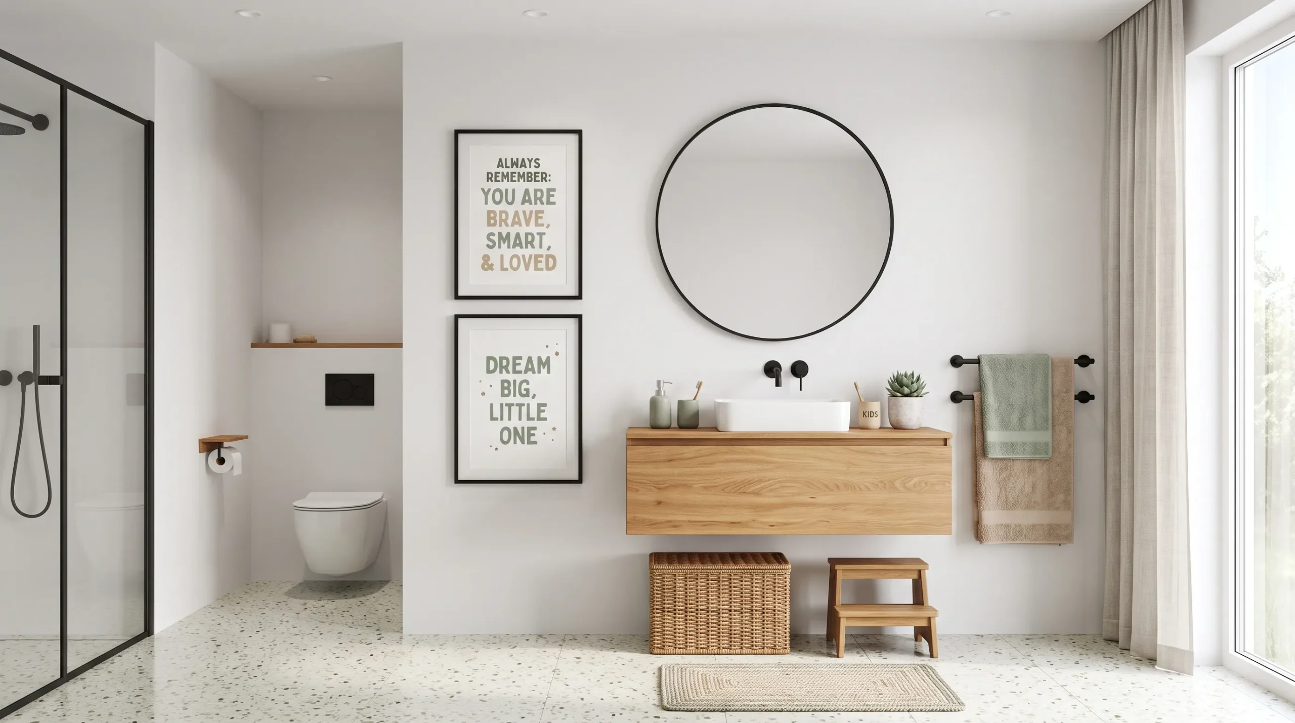 children’s bathroom wall art Minimal Quote Frames