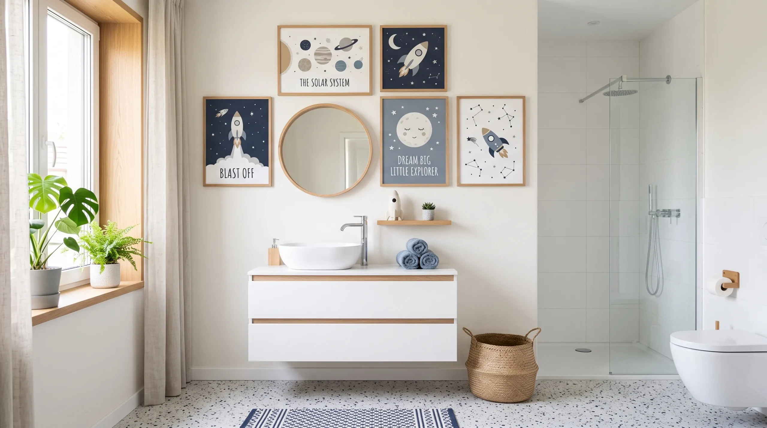 children’s bathroom wall art Space Explorer Posters