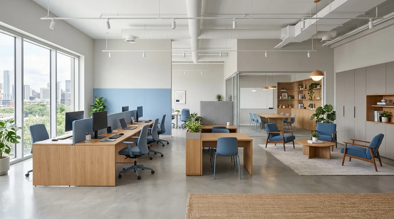 color psychology in office decor Balanced Color Zoning