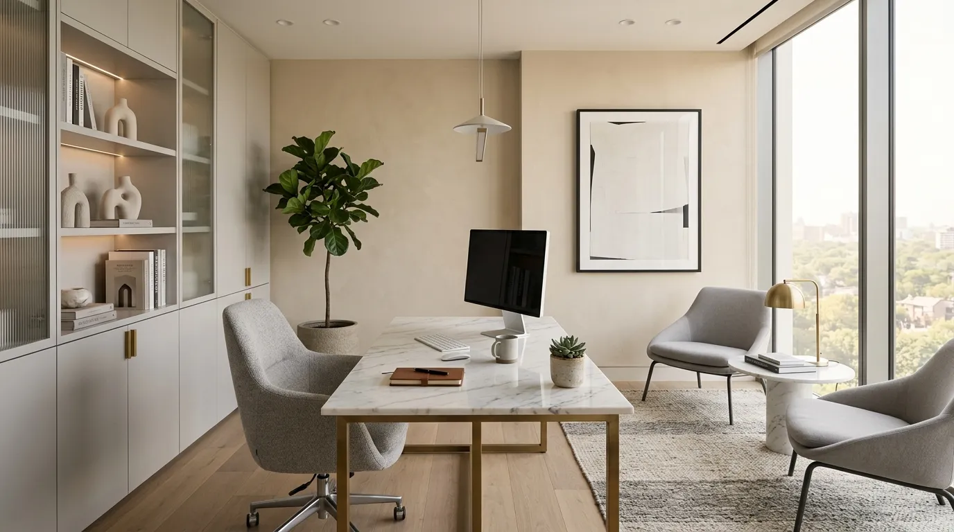 color psychology in office decor Confident Neutral Layers
