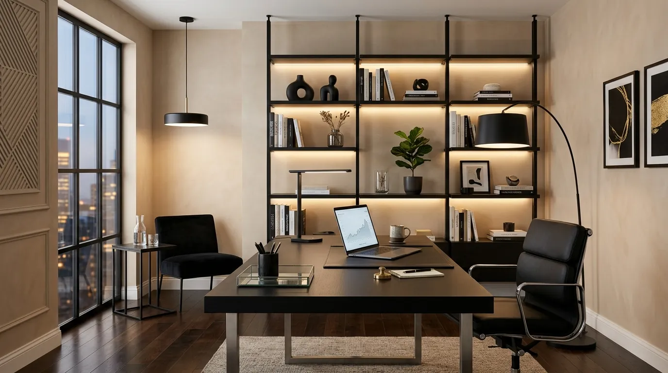 color psychology in office decor Sophisticated Black Details