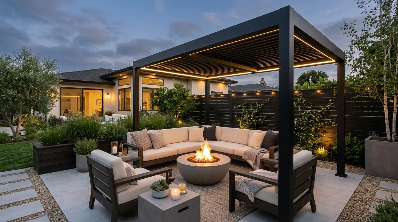 cozy fire pit ideas Pergola Shelter